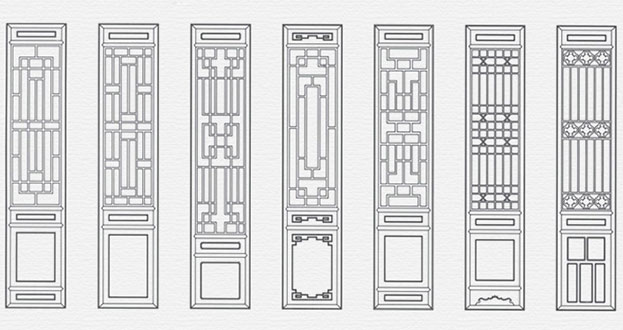 蒙自常用中式仿古花窗图案隔断设计图